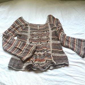 Free people multi color lightweight hippy crochet sweater